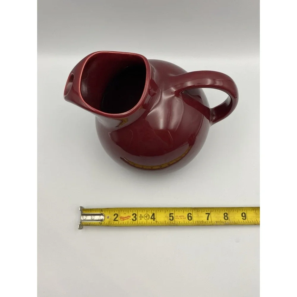 Vintage Franciscan Pottery Ball Pitcher Ice Lip Burgundy Maroon Rare Color MCM